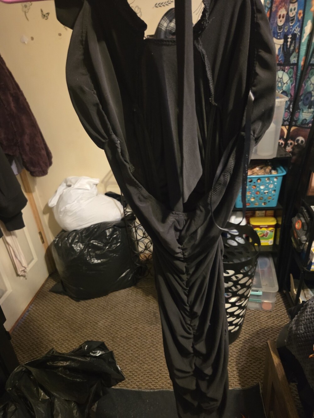 Black Ruched Halter Bodycon Dress - Picture 3 of 4